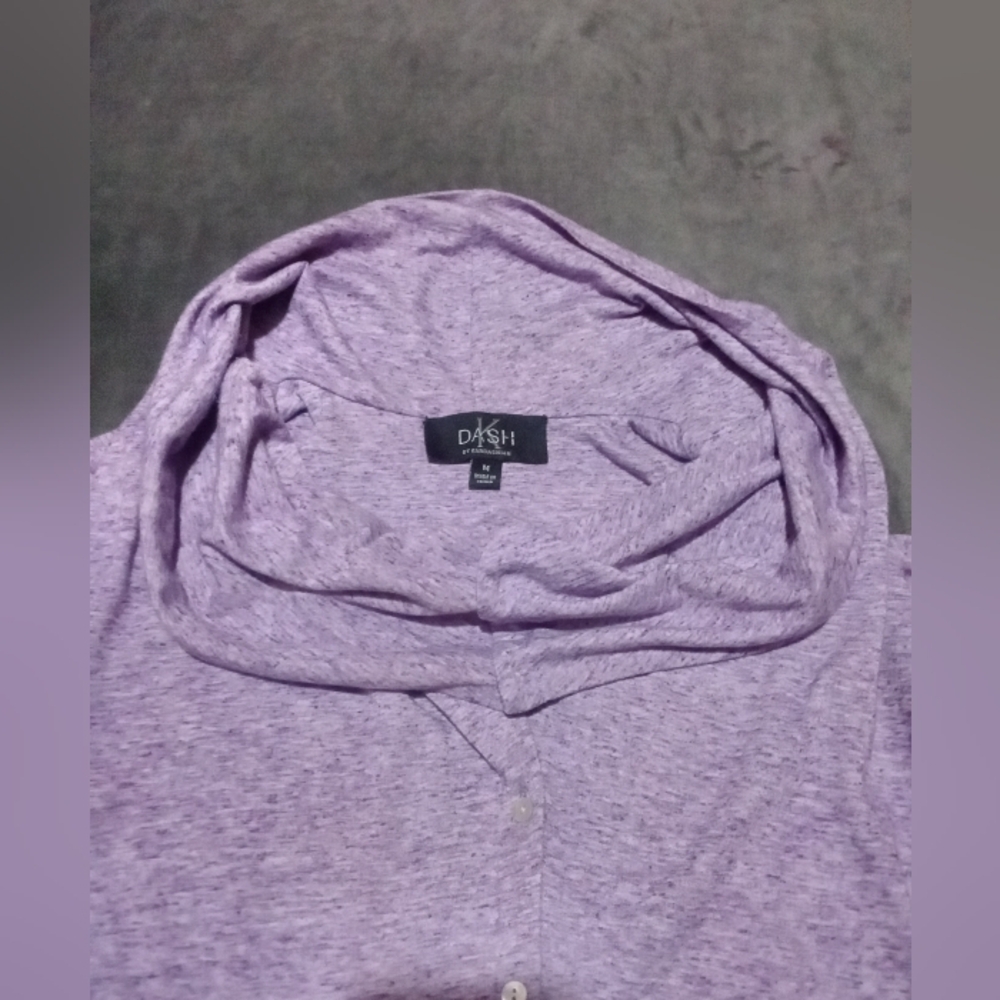 DASH by Kardashian Lavender Marled Drape Front Cardigan - Picture 8 of 8